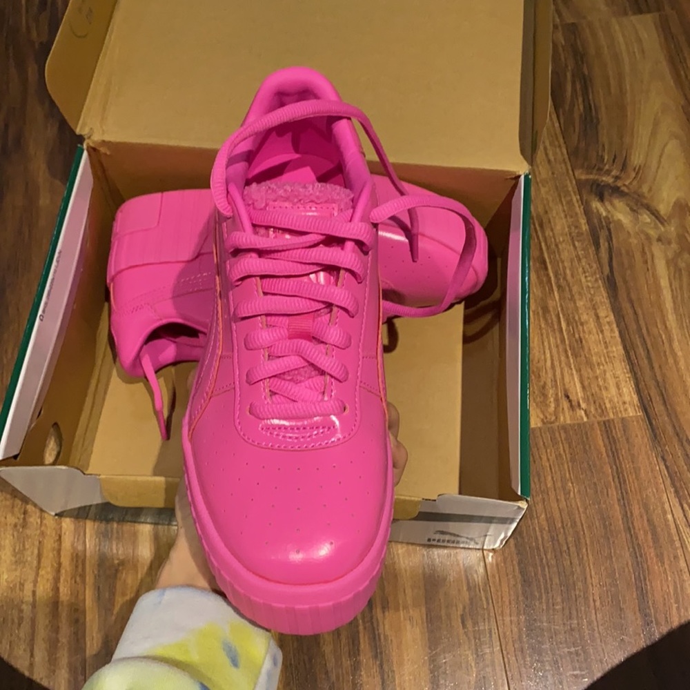 Bright pink puma platforms